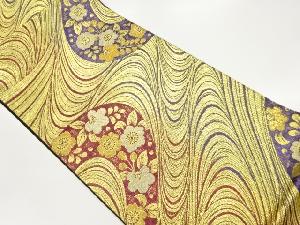 波に草花模様織出し袋帯